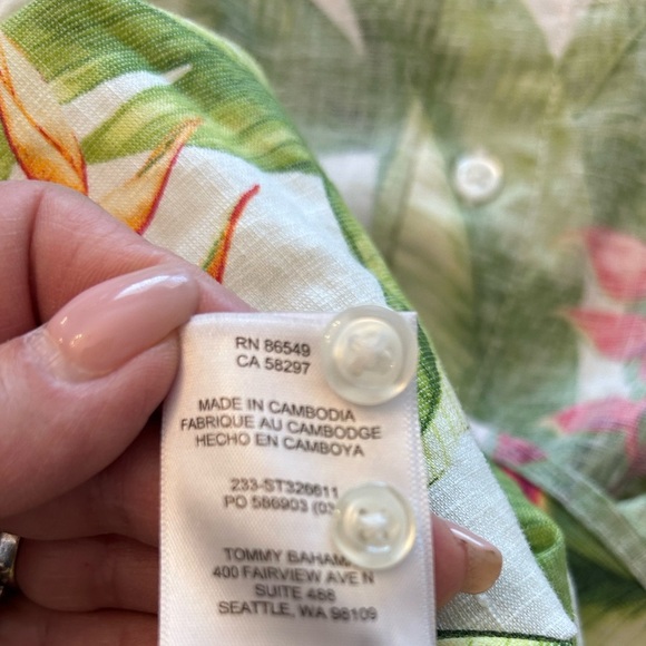 Tommy Bahama Barbados Breeze Calypso Fronds Stretch-Linen Shirt XXL EUC - Picture 3 of 9